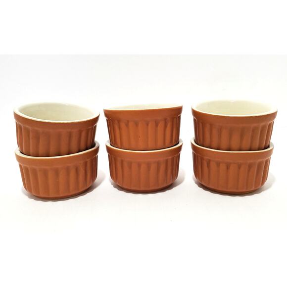 Lot of 6 Terra Cotta Colored Baking Ramekins made in Brazil - Picture 1 of 8
